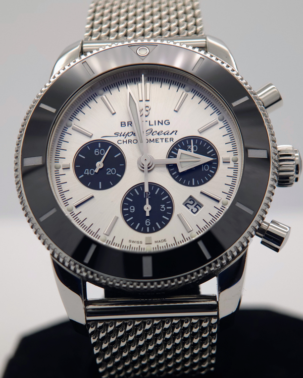 2022 Breitling Superocean Heritage B01 Chronograph 44MM Silver Dial Steel Bracelet (AB0162121G1A1)