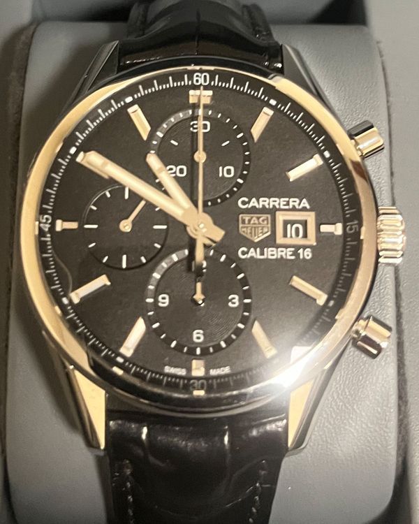Tag Heuer Carrera 41MM Black Dial Leather Strap (CBK2110.FC6266)