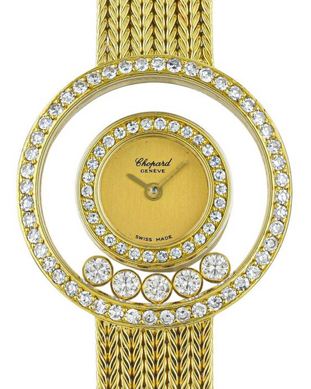 Chopard Happy Diamonds 24MM Quartz Champagne Dial Yellow Gold Bracelet (4097)