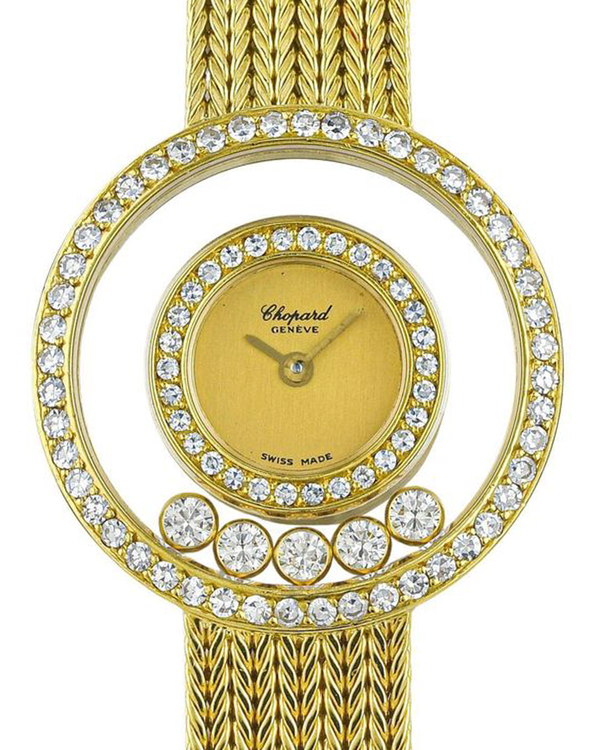 Chopard Happy Diamonds 24MM Quartz Champagne Dial Yellow Gold Bracelet (4097)