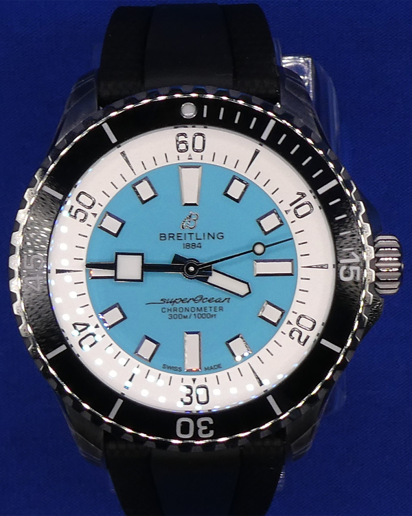 No Reserve - 2026 Breitling Superocean 44MM Turquoise Dial Rubber Strap (A17376211L2S1)