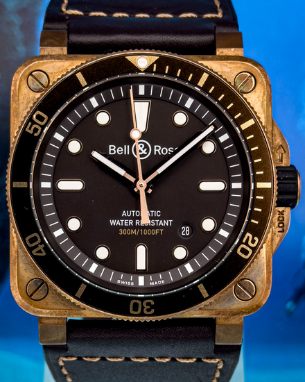 Bell & Ross BR 03-92 Diver Diver Bronze L.E. 42MM Black Dial Leather Strap (BR0392-D-BR-BR/SCA)