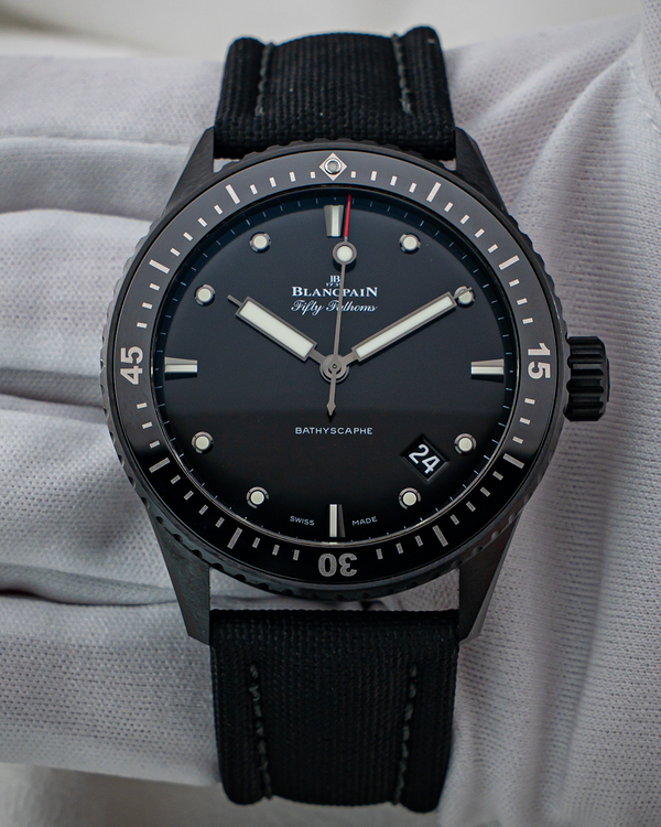 2021 Blancpain Fifty Fathoms Bathyscaphe 43.6MM Black Dial Textile Strap (5000-0130-B52A)