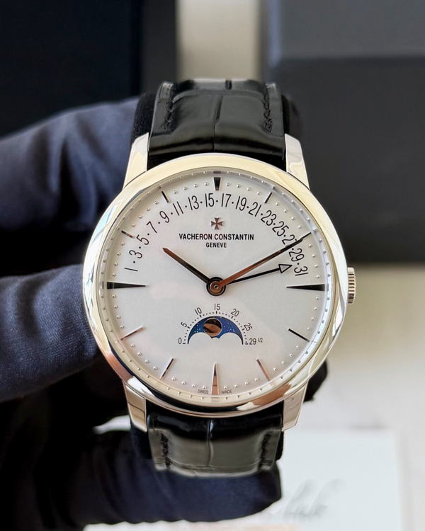2022 Vacheron Constantin Patrimony Moon Phase Retrograde Date 42.5MM White Dial Leather Strap (X40G1504 4010U/000G-B330)