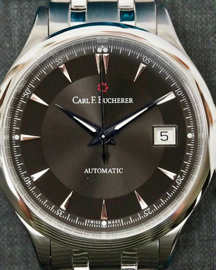 No Reserve - Carl F. Bucherer Manero AutoDate 38MM Black Dial Steel Bracelet (00.10908.08.33.21)