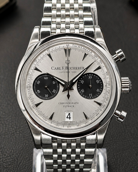 No Reserve - Carl F. Bucherer Manero Flyback 40MM Silver Dial Steel Bracelet (00.10927.08.13.25)