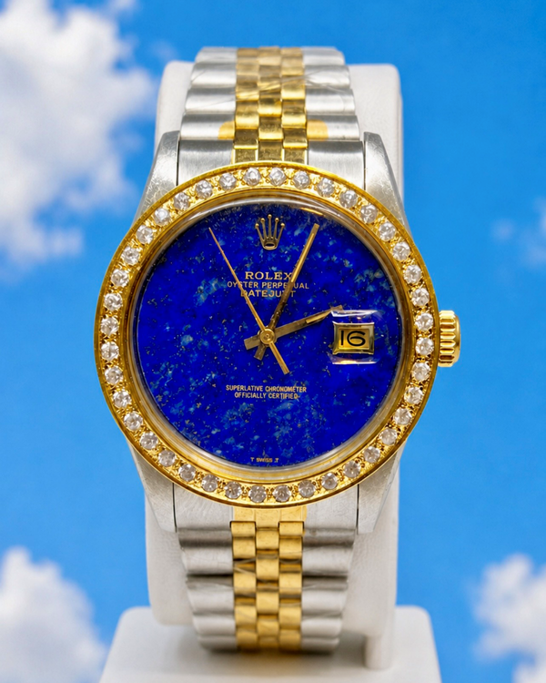 No Reserve - 1986 Rolex Datejust 36MM Aftermarket Lapis Lazuli Dial Aftermarket Two-Tone Jubilee Bracelet (16013)