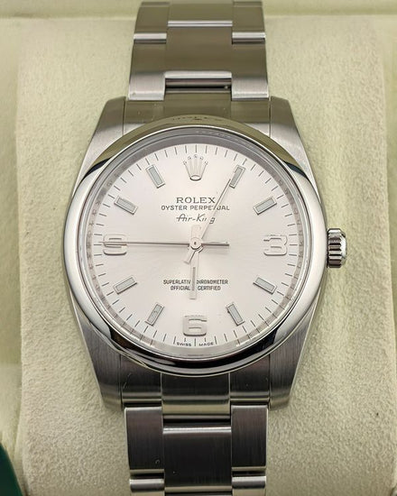 No Reserve - 2008 Rolex Oyster Perpetual 34MM Silver Dial Oyster Bracelet (114200)