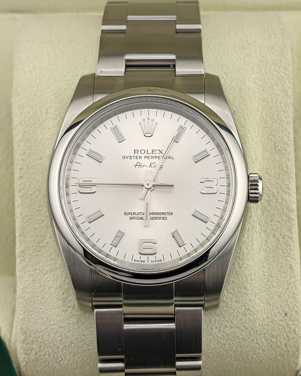 No Reserve - 2008 Rolex Oyster Perpetual 34MM Silver Dial Oyster Bracelet (114200)
