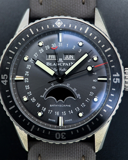 2022 Blancpain Fifty Fathoms Bathyscaphe 43MM Grey Dial Textile Strap (5054-1210-G52A)