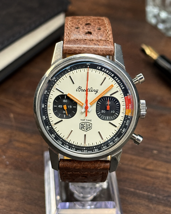 No Reserve - Breitling Top Time "Deus" 41MM Beige Dial Leather Strap (A23310)