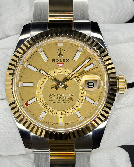 2023 Rolex Sky-Dweller 42MM Champagne Dial Two-Tone Oyster Bracelet (336933)