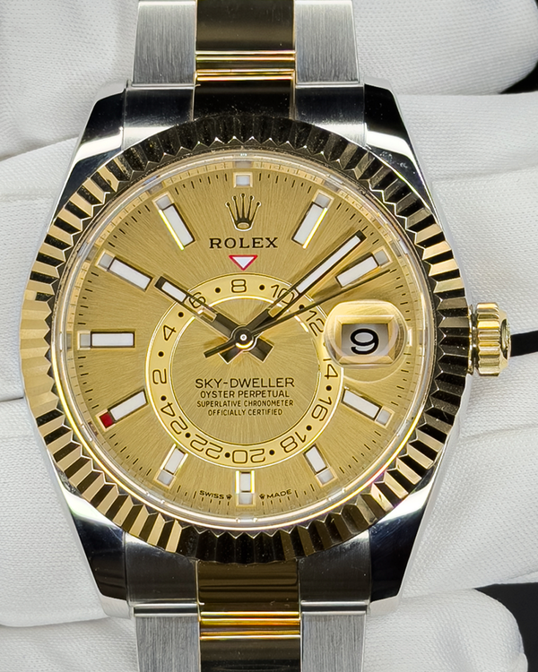 2023 Rolex Sky-Dweller 42MM Champagne Dial Two-Tone Oyster Bracelet (336933)