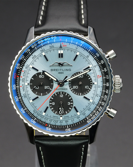 No Reserve - 2022 Breitling Navitimer 1 B01 Chronograph 43MM Blue Dial Aftermarket Leather Strap (AB0138241C1P1)