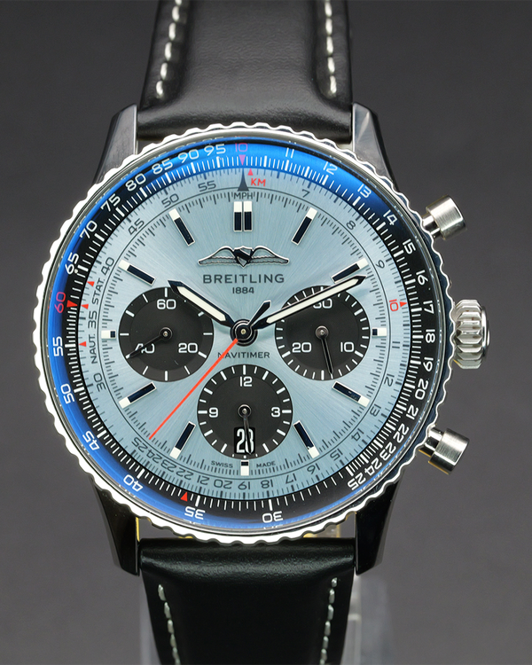 No Reserve - 2022 Breitling Navitimer 1 B01 Chronograph 43MM Blue Dial Leather Strap (AB0138241C1P1)