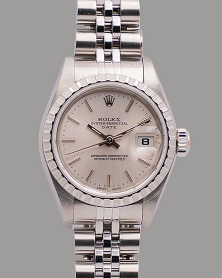 Rolex Oyster Perpetual Lady Date 26MM Silver Dial Jubilee Bracelet (79240)