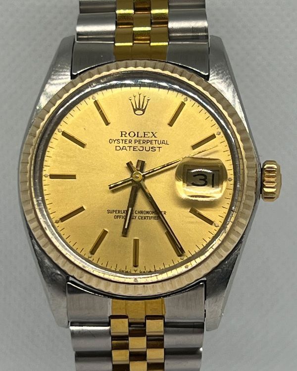 No Reserve - Rolex Datejust 36MM Champagne Dial Aftermarket Two-Tone Jubilee Bracelet (16013)