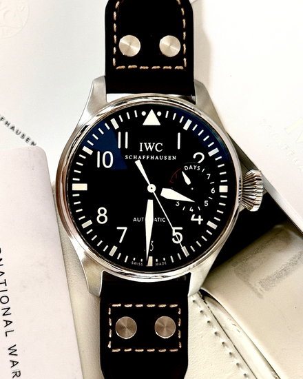 IWC Schaffhausen Pilot 46MM Black Dial Leather Strap (IW500401)