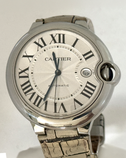 Cartier Ballon Bleu 42MM Silver Dial Leather Strap (3765)