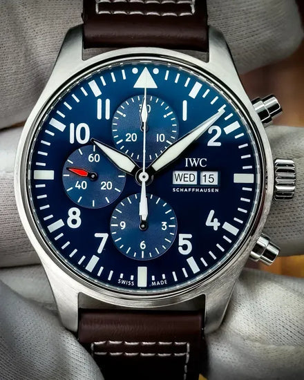 2019 IWC Schaffhausen Pilot Chronograph "Le Petit Prince" 43MM Blue Dial Leather Strap (IW377714)