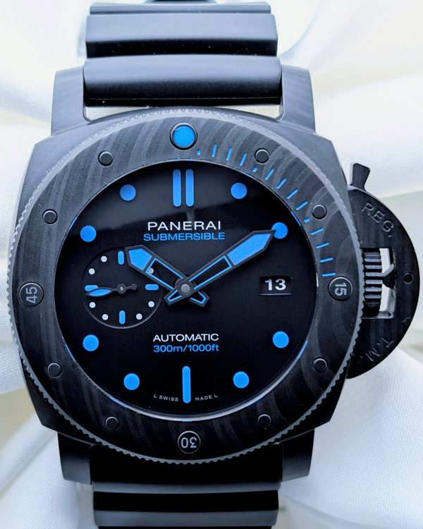 2021 Panerai Submersible Carbotech 47MM Black Dial Rubber Strap (PAM01616)