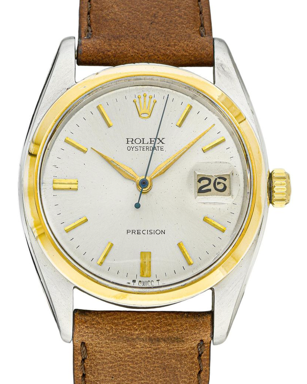 1959 Rolex Oyster Precision Date 34MM White Dial Aftermarket Leather Strap (6694)