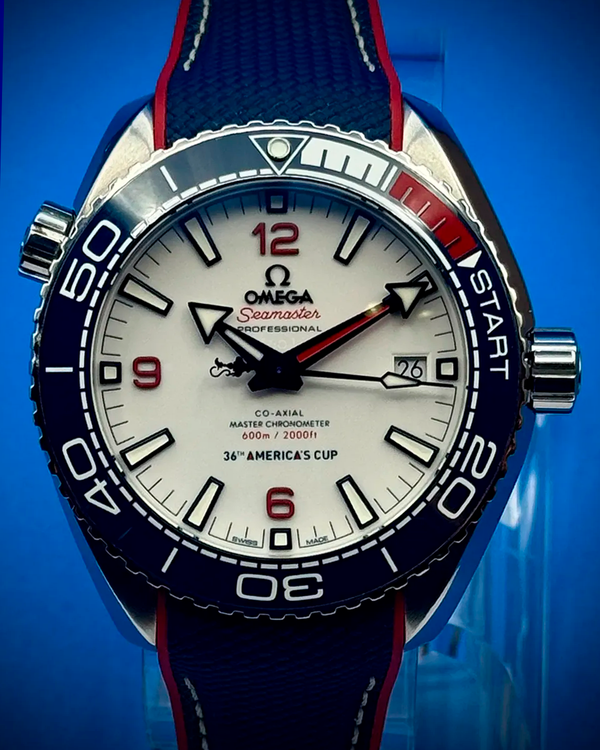 2021 Omega Seamaster Planet Ocean 600M America's Cup L.E. 43.5MM White Dial Rubber Strap (215.32.43.21.04.001)