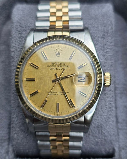 Rolex Datejust 36MM Champagne "Linen" Dial Two-Tone Jubilee Bracelet (16013)