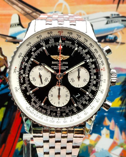2017 Breitling Navitimer 01 43MM Black Dial Steel Bracelet (AB012012/BB01)
