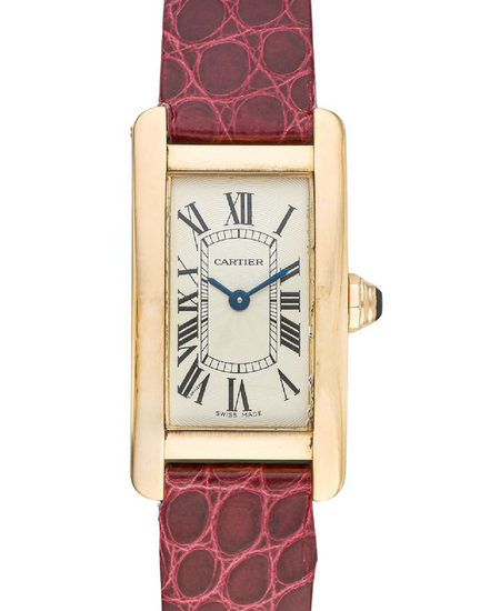 Cartier Tank Américaine 28MM Quartz Silver Dial Aftermarket Leather Strap (2503)