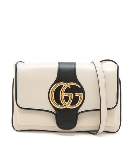 Gucci GG Marmont Ally Shoulder Bag Small White Leather Gold-Tone Hardware Leather Strap (Ally)