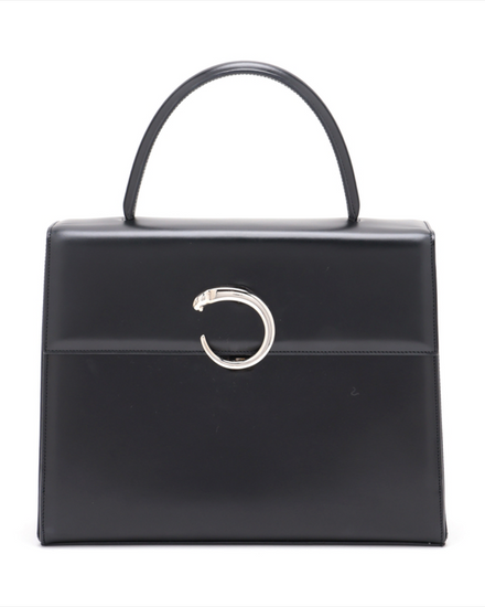 Cartier Panthère De Cartier "Panthère Kelly" Small Black Leather Silver-Toned Hardware (Panthère)