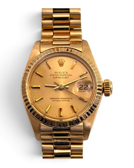 Rolex Lady-Datejust 26MM Champagne Dial Yellow Gold President Bracelet (6917)