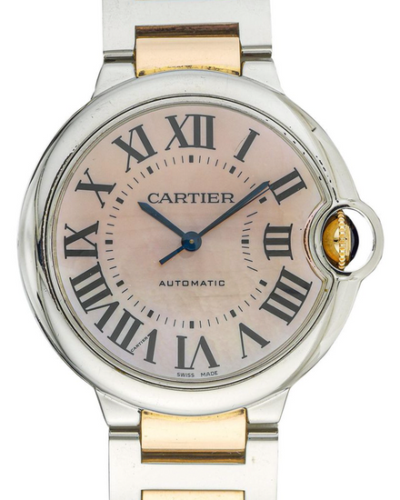 Cartier Ballon Bleu 36MM Mother of Pearl Dial Two-Tone Bracelet (3284)