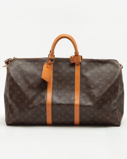 Louis Vuitton Keepall Medium Travel Bag Canvas Gold-Tone Hardware Leather Handles (Bag)