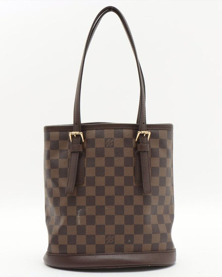Louis Vuitton Damier Malle Bucket Bag Medium Brown Canvas Gold-Tone Hardware (LV Damier Bucket)