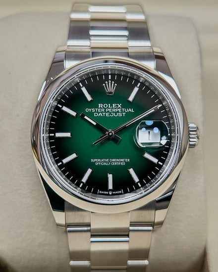 No Reserve - New 2026 Rolex Datejust 36MM Green "Ombré" Dial Oyster Bracelet (126200)