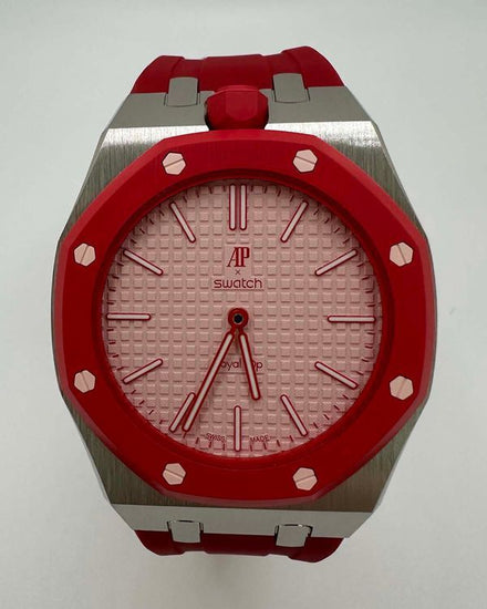 No Reserve - 2026 Audemars Piguet Royal Pop X Swatch "Otto Rosso" 40MM Pink Dial Aftermarket Rubber Strap (SSX03R100N)