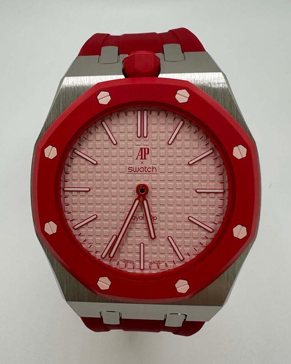 No Reserve - 2026 Audemars Piguet Royal Pop X Swatch "Otto Rosso" 40MM Pink Dial Aftermarket Rubber Strap (SSX03R100N)