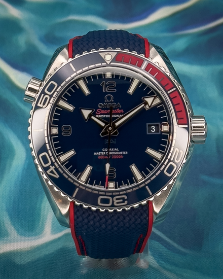 2019 Omega Seamaster Planet Ocean "Pyeongchang 2018" L.E. 43.5MM Blue Dial Rubber Strap (522.32.44.21.03.001)