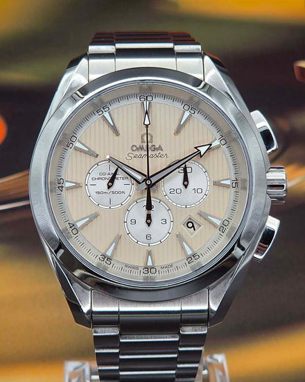 No Reserve - 2019 Omega Seamaster Aqua Terra 150M Chronograph 44MM Beige Dial Steel Bracelet (231.10.44.50.09.001)