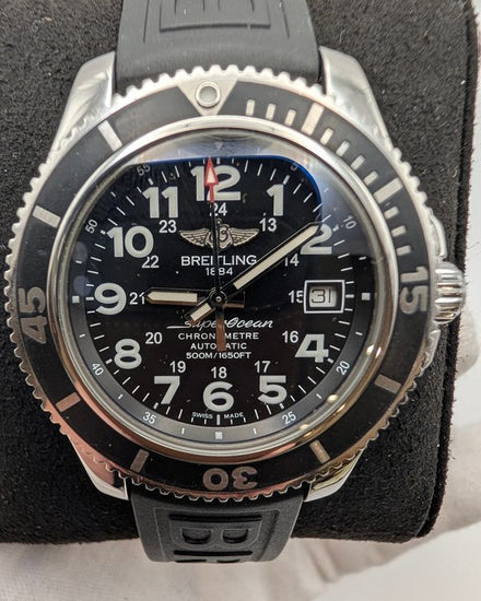 2018 Breitling Superocean II 42MM Black Dial Rubber Strap (A17365)