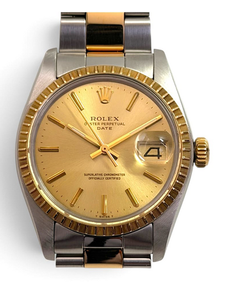 Rolex Oyster Perpetual Date 34MM Champagne Dial Two-Tone Oyster Bracelet (1505F)