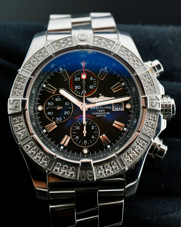 2013 Breitling Super Avenger 48MM Black Dial Steel Bracelet (A1337011/B907)
