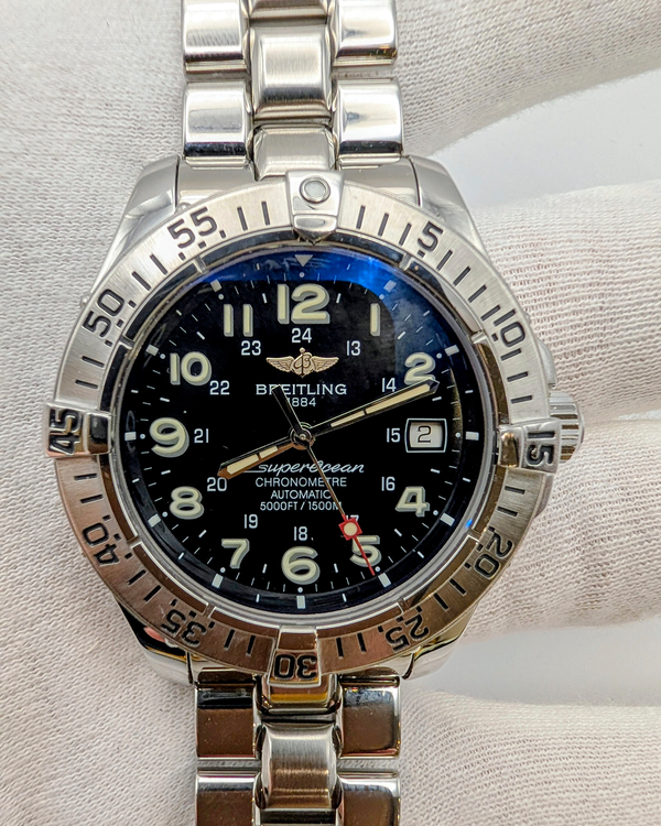 2002 Breitling Superocean 42MM Black Dial Steel Bracelet (A17360)