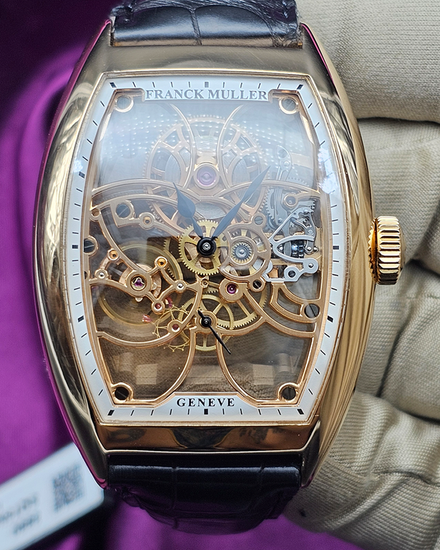 Franck Muller Cintrée Curvex 39.6MM Skeleton Dial Leather Strap (8880 B S6 SQT)
