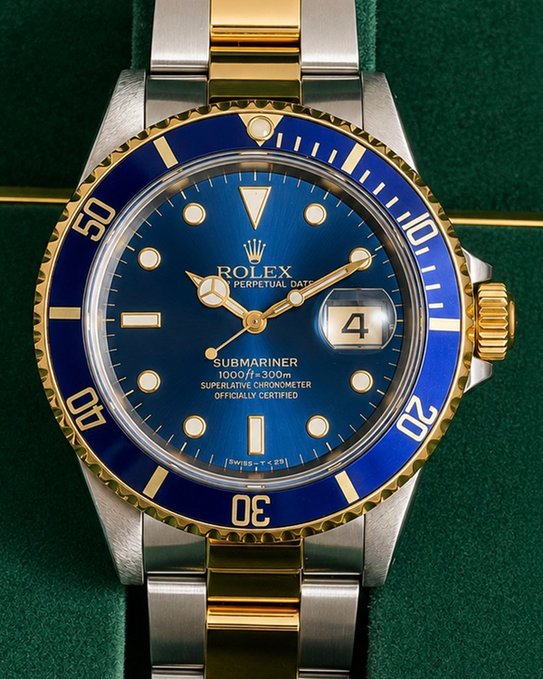 No Reserve - 1994 Rolex Submariner Date "Bluesy" 40MM Blue Dial Two-Tone Oyster Bracelet (16613)