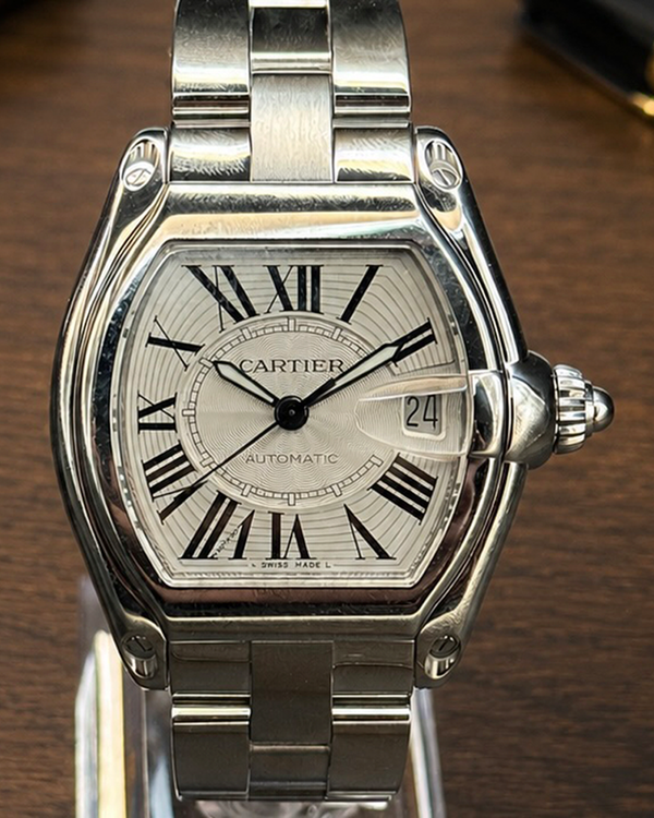 No Reserve - Cartier Roadster 39MM Silver Dial Steel Bracelet (W62025V3)