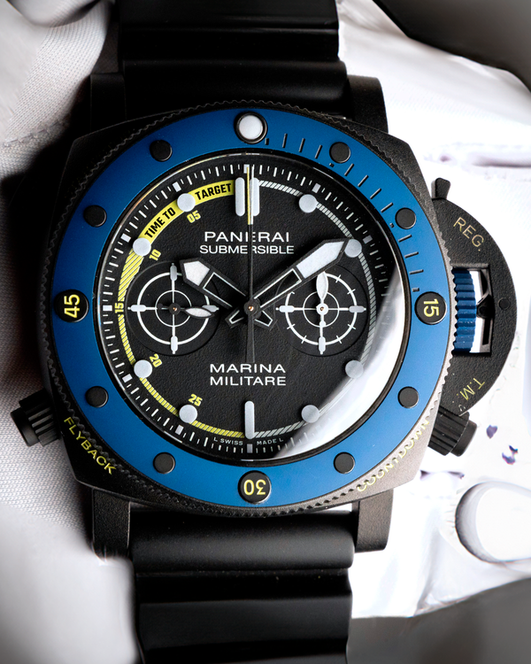 2025 Panerai Submersible "Azzuro" L.E. 42MM Black Dial Rubber Strap (PAM02239)