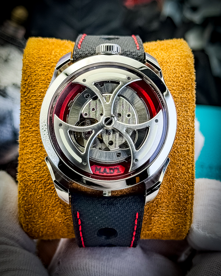 MB&F MAD Edition 1 Edition Red 42MM Skeleton Dial Leather Strap (M.A.D. 1)